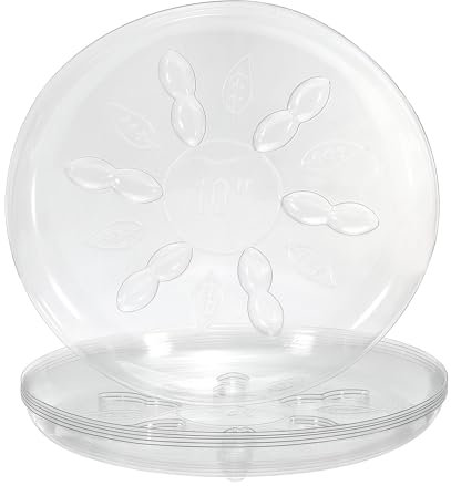 PATIKIL 10 Inch Plant Saucers, Clear Plastic Drip Trays Plant Plate Dish for Indoor Planters Flower Pots, 6pcs
