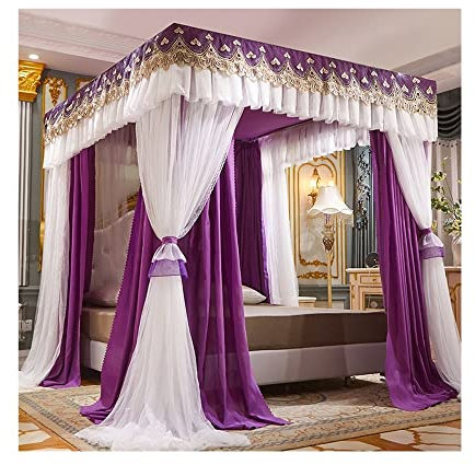 WLCNYL Bed Canopy For 2m/6.5ft Bed, 3 Door Design, Blackout & Dust Proof Bed Curtains (Color : Style 6, Size : 2x2.2x2m)