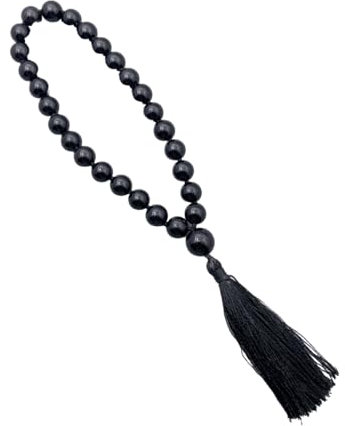 HI International Mala aus schwarzem Obsidian, AAA, 27 + 1 Perlen, Mala, 8 mm, Mini-Mala, Schmuck, Herren, Quarter Mala, Yoga-Geschenk, 8mm, Edelstein, schwarzer Obsidian