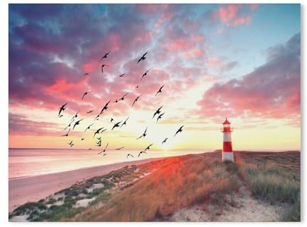 traumhafte Nordsee-Küste mit Leuchtturm am Strand von Sylt，Puzzles, 1000-teiliges Puzzle Für Erwachsene Und Kinder Ab 10 Jahren（50x70cm-81