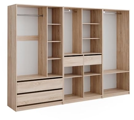 Vicco Kleiderschrank Elmo, Flügeltürenschrank, Sonoma, 100 x 200 cm 3er Set