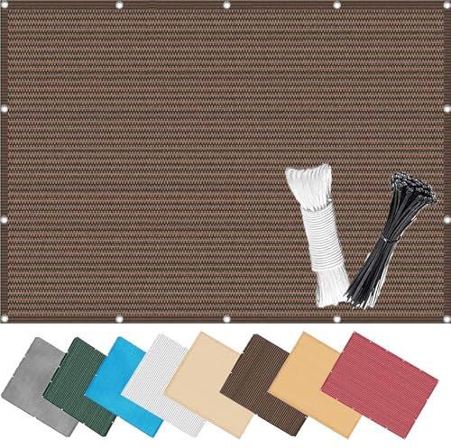 Balkonabdeckung 1.3 x 9.5 m, Wind Und UV Schutz, Beständig, Ohne Bohren, Viele Größe Und Farben, Balkonfächer Balkon Sichtschutz, mit Kabelbinder, für Balkon, Braun
