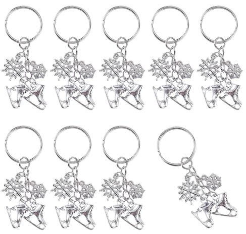 SUNNYCLUE 20 Stück Schlittschuh Schlüsselanhänger Großpackung Antike Silberlegierung Winter Schneeflocken Schlüsselanhänger Für Partygeschenke Hochzeitsgeschenke