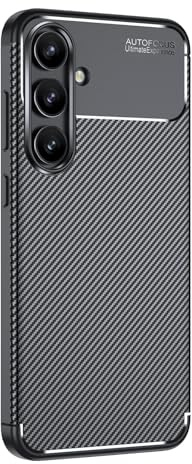 LBH Handyhülle Carbon Look für Samsung Galaxy S24 FE Schutzhülle Karbon Handy Case Slim Cover Bumper Schutz Hülle Kratzfest Stoßfest rutschfest FusionGuard Pro Schwarz