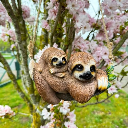 OF Deko Figuren lustiges Faultier zum Aufhängen - 17 cm groß - Gartenfiguren hängend für draußen (2er Set, 28)