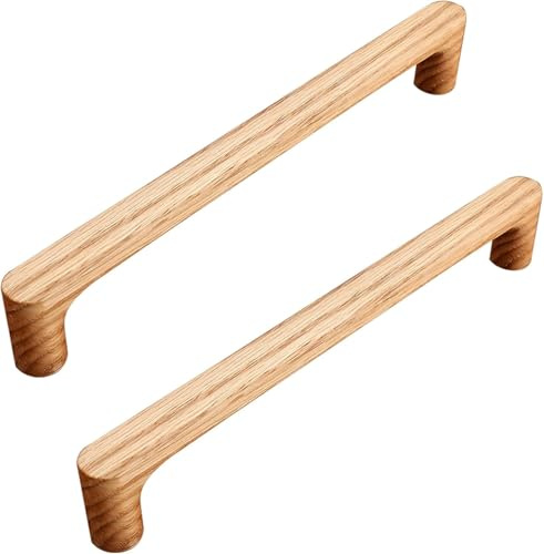 Generisch 2 Stück Küchenschränke Holzgriffe Schranktüren Lackierte Oberfläche Eiche Möbelgriff Lochabstand (Raw Oakraw Oak, Lochabstand: 192mm/7.6in)