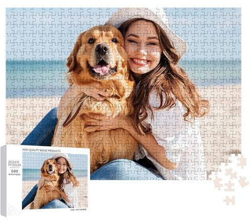 Personalised Jigsaw Puzzle, 500 Pieces Personalised Photo Jigsaw, Custom Design your own Puzzle for Image,Picture,Anniversary Birthday Gift for Mom,Dad, Friends (500PCS)