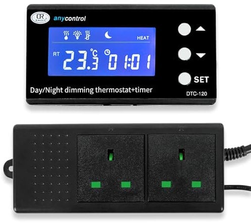 Makamsui Digital LED Heating and Cooling Temperature Controller, Reptile Thermostat for Snake, Lizard, Tortoise, Vivarium and Other Reptiles for Aquarium Terrarium UK