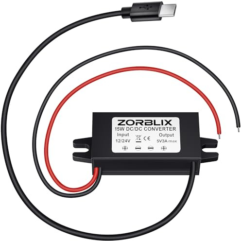 DC 24v a 12v Regolatore Riduttore, Step Down Convertitore 3A 15W, Trasformatore Convertitore Adattatore di Alimentazione per Auto Camion Veicolo Barca, IP67 (Type-C)