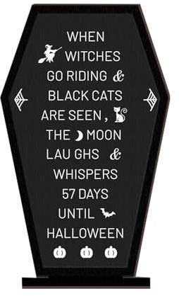 Glugahrif Panneau Décoratif Halloween - Panneau Cercueil Bois pour Table d'halloween - Ornement Effrayant Gothique pour Chambre, Salon, Étagère