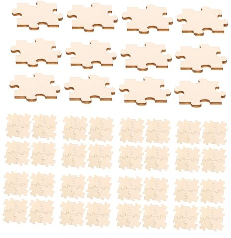 HEMOTON 50pcs Natural Wooden Puzzle Pieces DIY Blank Jigsaw for Crafting Adults Safe Creative Family Activity Enhancing Coordination and Home Decor
