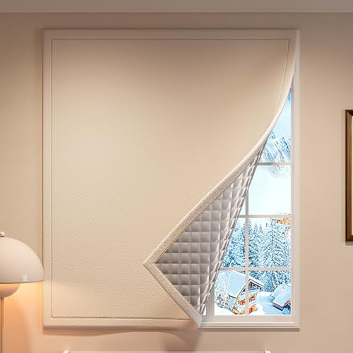 Fenster Kälteschutz, Thermofolie Fenster Gegen Kälte, Innenschicht aus Baumwolle, Unverzichtbar Im Winter für Wohlige Wärme zu Hause(White,100x140 cm)