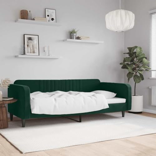 JHQHSM Tagesbett Dunkelgrün 90x200 cm Samt 2-in-1 Schlafsofa Metallgestell Massivholz Modernes Design