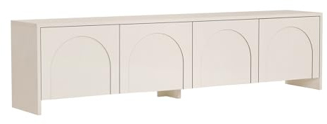 Modernes cremefarbenes TV-Möbel, 180 cm breit, 45 cm hoch, 32 cm tief | 100% melaminbeschichtete Spanplatte, 18 mm dick | skandinavisches Design, perfekt für Wohnzimmer & Unterhaltungsbereiche