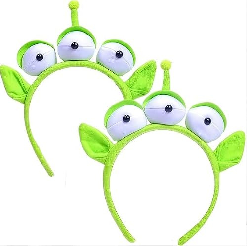 UCLEVER 2 Stück Haarreif Alien mit drei Augen, Grüne Alien Drei-Auge Kopfband Plüsch Kopfschmuck Hut Zubehör für Halloween Party Versorgung