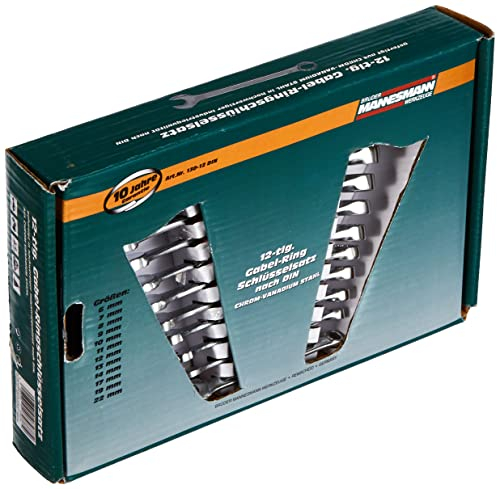 Mannesmann - M 130-12DIN - Juego de llaves combinadas de boca y estrella, 12 piezas, 6-22 mm, CV, GS