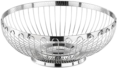 APS 30230 Hochglanzpolierter Edelstahl Korb für Brot oder Obst, Ø 25.5 x 9.5 cm