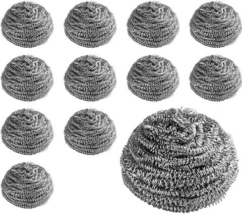 New Star Foodservice Extra Large (50 Grams) Stainless Steel Sponges Scrubbers, Set of 12