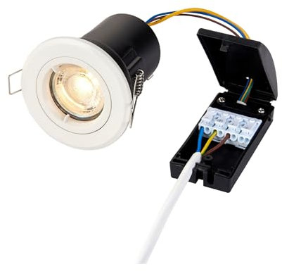 Saxby 61059 50W shieldPLUS MV IP20 Recessed Fixed Fire Rated Downlight GU10 Ceiling Spotlight - Matt White