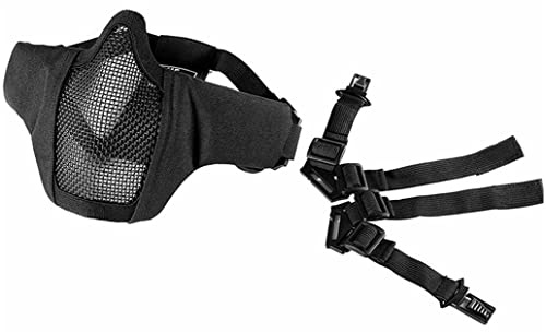 OneTigris 6 Foldable Half Face Mesh Mask Military Style Comfortable Adjustable Tactical Lower Face Protective Mask (Black)