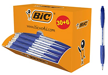 BIC 920286 Kugelschreiber Atlantis Classic, in Blau, Strichstärke 0,4 mm, nachfüllbar, 36er Pack, Ideal für das Büro, das Home Office oder die Schule