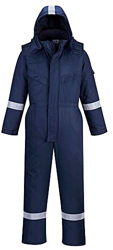 Portwest FR53 Bizflame Work FR Insulated Coverall Long Sleeve Rule Pocket | Navy, X Large, EN 61482-1-2 Class 2, EN ISO 11612, EN 1149-5, Secure Fit, Concealed Zip Opening, Action Back, Flame Resistant