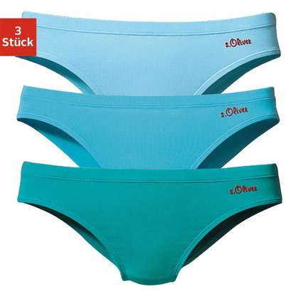 S.OLIVER Baumwoll-Bikinislip, s.Oliver (3 Stck.) türkis, Größe 32