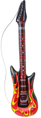 W WIDMANN MILANO Party Fashion 04815 - Aufblasbare Rockstargitarre mit Flammen, Länge circa 105 cm, Instrument, Luftgitarre, Mottoparty, Karneval