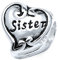 925 Sterling Silber Love Sister Sis Herz Familie Perle für europäische Charm-Armbänder