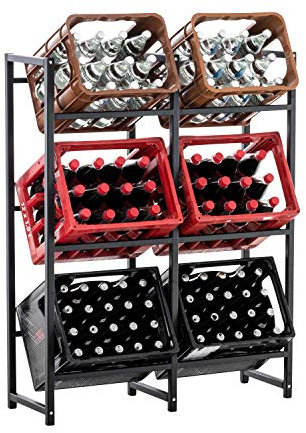 CLP Getränkekistenständer LENNERT I Platzsparender robuster Kistenständer für Getränkekisten I Verschiedene Ausführungen, Farbe:schwarz, Größe:XL