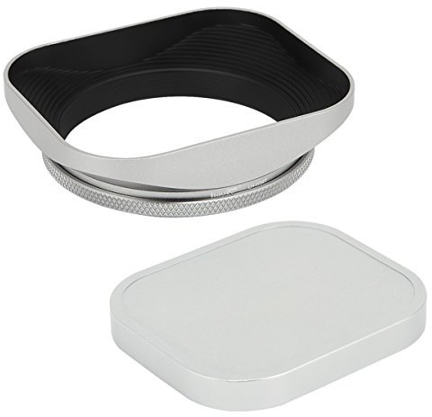Haoge LH-W58T Pare-Soleil rectangulaire en métal à Visser avec Bouchon pour Canon EF 50 mm f1.4, Canon EF 85 mm f1.8, Canon EF-S 18-55 mm 55-250 mm, Nikon AF-S NIKKKOR 50 mm f1.8G Argenté