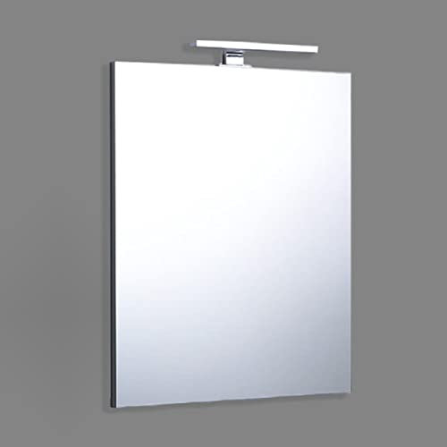 Kiamami Valentina Specchio Bagno 60x70 cm | Reversibile | Con Lampada Cromata a Led e Telaio ABS Grigio | Facile Installazione | Per Spazi Contenuti | Specchio per arredo bagno Design