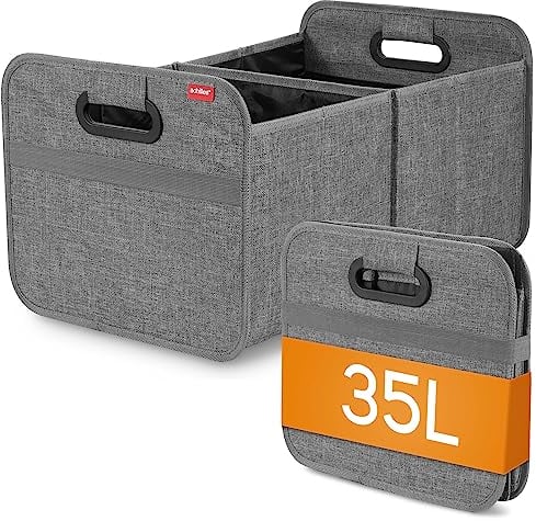 achilles Auto Kofferraum Organizer XL – Kofferraumtasche XL mit viel Stauraum – Geräumige & Pflegeleichte Faltbox – Auto Zubehör Innenraum Organizer – Stabiler Boden & Tragegriff – Grau