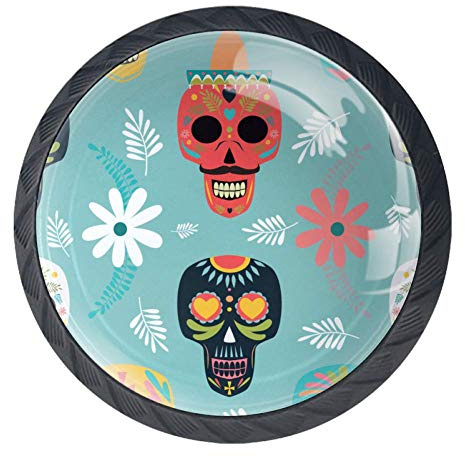 EZIOLY Möbelknöpfe, Totenkopf-Motiv, dekorative Knöpfe, Schrank, Schubladen, Kommode, Zuggriff, 4 Stück