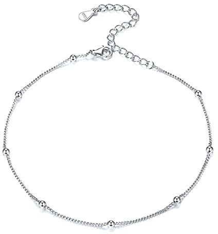 Chaîne Boule de Cheville Argent 925 Bijoux Bracelet Cheville à Pied pour Femme