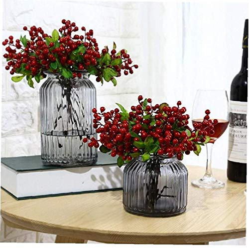 Dorime 2 Bund Beeren künstliche Blumensträuße, verwendet für Adventskranz Handwerk mit der Hochzeitsmahl (rot)
