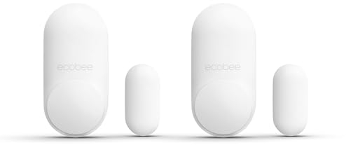 ecobee Sensor inteligente para puertas y ventanas, 2 unidades, sensor de contacto WiFi para seguridad del hogar, ahorro de energía, compatible con termostatos inteligentes, sensor de temperatura,