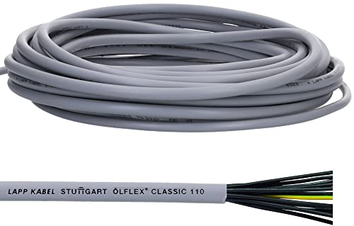Lapp 1119112 Ölflex Classic 110 - Cable de control de PVC (10 m, 12 x 0,75 mm², con conductor de protección verde y amarillo, 12 G0,75 mm², cable de control de 12 núcleos)