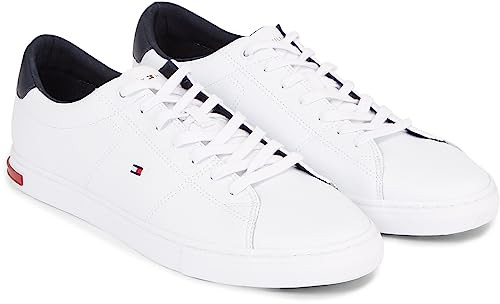Tommy Hilfiger Men’s Essential Leather Detail Vulcanised Trainers, White (White), 6.5