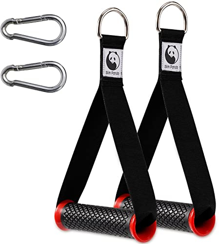 Slim Panda 2 Stück Einhandgriff, Latzug Griff für fitnessbänder Set, ideal für Workout am Seilzug, kabelzugstation oder Kraftturm, Übung, Rot…