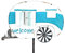 DanDiBo Gartenstecker Metall Wohnwagen XL 160 cm Blau Weiß Caravan 96103 Windspiel Willkommen Windrad Wetterfest Gartendeko Gartenstab Bodenstecker Camper