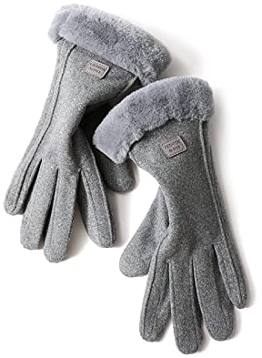 Balakaka 2025 Nouveau Gants d'hiver Chauds pour Femme, Épais Chauds avec Doublure en Polaire Écran Tactile Coupe-Vent Confortables, Moufles pour Femme Vélo Moto Extérieur, Gris