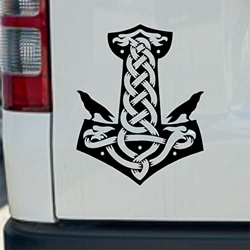 myrockshirt Thors Hammer Krähe Rabe Drachen Thor Hammer Aufkleber Wikinger Nordic Viking Skandinavien Sticker