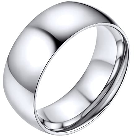 Bestyle Partnerringe Edelstahl Damen Herren Verlobungsring Silber Trauring Eheringe Breite 8mm Ringgröße 62 Promise Ring Freundschaftsringe für Geburtstag Weihnachten