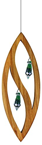 Fensterdeko aus Holz Kirsche Fakos mit Kristall, Sonnenfänger Fensterschmuck zum Aufhängen