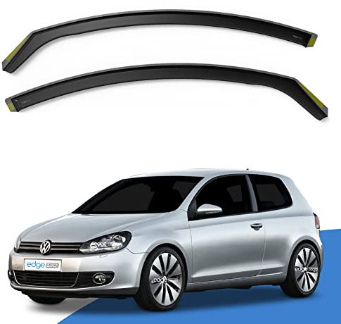 EdgeVisors Wind Deflectors | Fits: VW GOLF MK6 (2008-2012) 3 Door Hatchback 2pc Set | In-Channel Rain Guards for Wind, Rain & Sun Protection, Easy Installation - Tinted