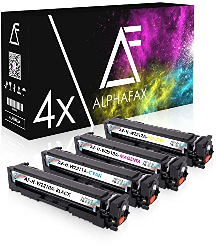 Alphafax 4 Toner kompatibel mit HP W2210A W2211A W2212A W2213A 207A für Color Laserjet Pro M255dw M255nw MFP M282nw MFP M283cdw MFP M283fdn MFP M283fdw [MIT CHIP]