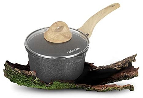 KASANOVA Eco Petra Evolution Topf 16 cm 1 Henkel mit Deckel, Grau