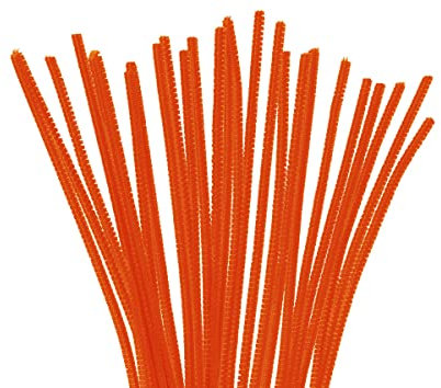 INNSPIRO Limpiapipas chenilla naranja 6mm.x30cm. 25u., ideal para manualidades con niños, decoraciones y actividades creativas