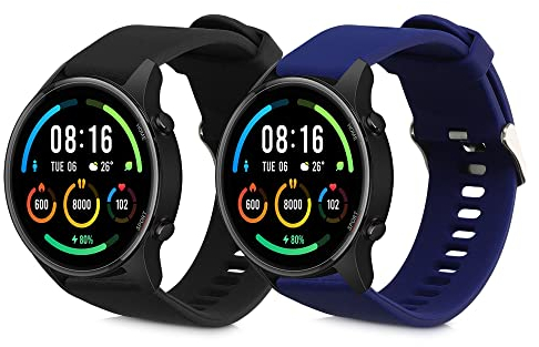 kwmobile 2x Cinturino TPU Silicone Fibbia Compatibile con Xiaomi Mi Watch/Mi Watch Color Sport Cinturino - Cinturini 14-21 cm